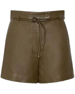 Max Mara Nappa Leather Shorts - Green
