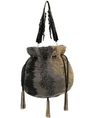 SLO_HAND_MADE Borsa A Secchiello Con Perline - Nero