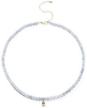 Sydney Evan Icon Mounting Aquamarine And Diamond Necklace - White