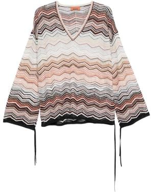 Missoni V-Neck Chevron Top - White