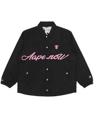 Aape By A Bathing Ape Moonface Embroidered Coach Jacket - Black