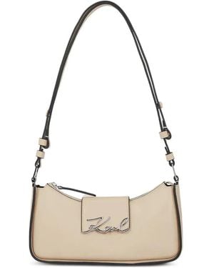 Karl Lagerfeld Logo-Plaque Shoulder Bag - White