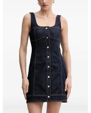 GAUDI Button-Down Sleeveless Denim Mini Dress - Black