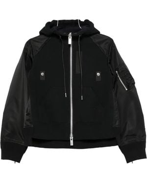 Sacai Paneled Zip-Up Hoodie - Black