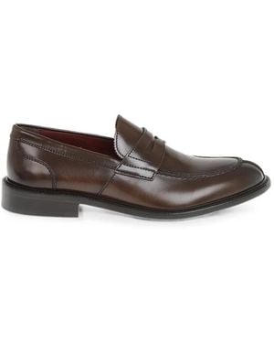 Corneliani Penny-Slot Leather Loafers - Grey