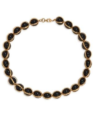Jil Sander Onyx-Embellished Brass Necklace - Metallic