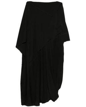 High Asymmetric Layered Midi Dress - Black