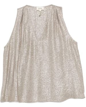 Diega Taoda Herringbone-Pattern V-Neck Top - White