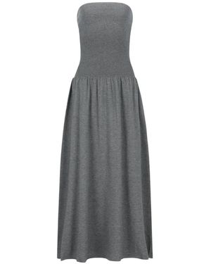 Amomento Gesmockte Strapless Maxi-Jurk - Grijs