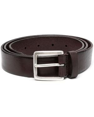 Dell'Oglio Square-Buckle Leather Belt - Black