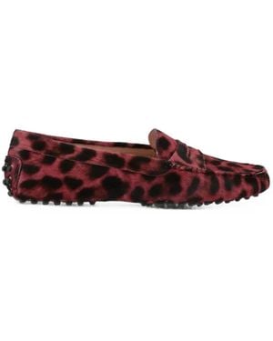 Tod's Leopard-Print Gommino Loafers - Red