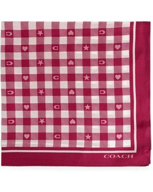 COACH Karierter Schal Aus Seide - Rot