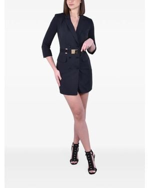 Elisabetta Franchi Robe Courte Ceinturée À Boutonnière Croisée - Blue