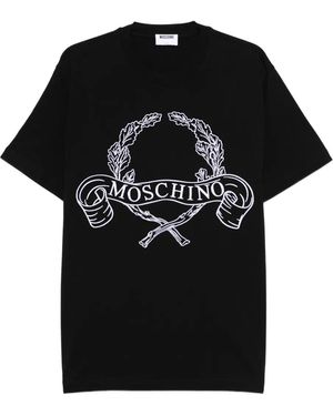 Moschino Logo-Embroidered T-Shirt - Black