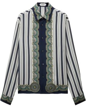 Versace Printed Silk Crêpe De Chine Regular Shirt - Natural