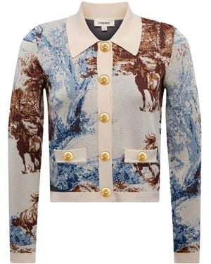 L'Agence Osiris Jacquard Cardigan - Blue