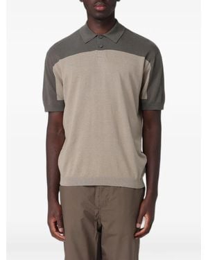 Emporio Armani Jacquard-Knit Polo Shirt - Brown
