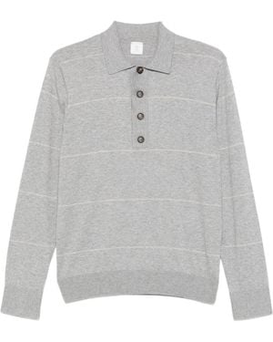 Eleventy Striped Polo Shirt - Grey