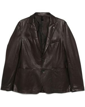 Tagliatore Lambskin Textured Blazer With Brooch Detail - Black