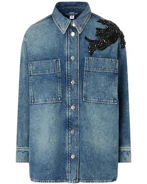 Liu Jo Denim Overshirt With Jewel-Embroidery - Blue