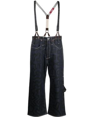 Junya Watanabe アブストラクトパターン ストレートパンツ - ブルー