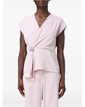 Hanita Buckle-Detail Wrap-Style Top - Pink