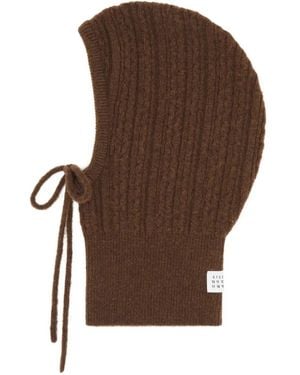 MM6 by Maison Martin Margiela Cable-Knit Wool Balaclava - Brown