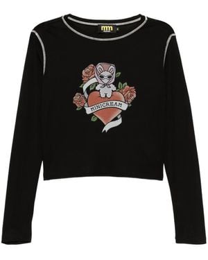 Mini Cream Logo-Print T-Shirt - Black