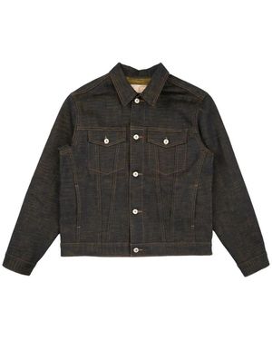 Naked & Famous Citrus Kasuri Selvedge Button Denim Jacket - Black