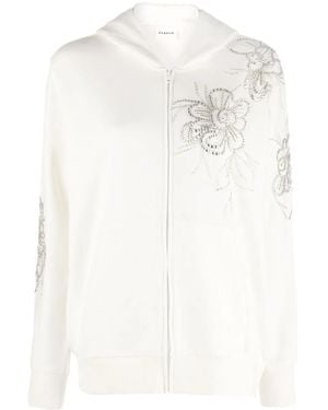 P.A.R.O.S.H. Crystal-Flower-Detail Hooded Jacket - White