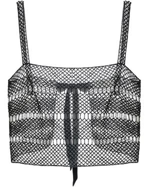 Elisabetta Franchi Open-Work Band Top - Grey