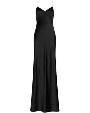 Max Mara Satin-Finish Spaghetti-Strap Maxi Dress - Black
