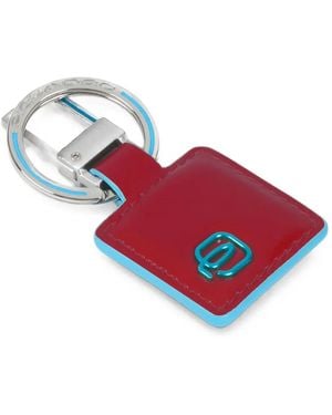 Piquadro Logo-Plaque Leather Keyring - Red