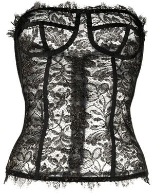 Philipp Plein Lace-Detail Bustier Top - Black
