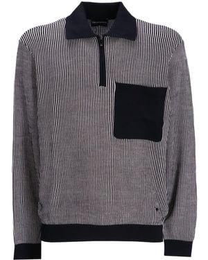 Emporio Armani Patterned-Jacquard Polo Shirt - Grey