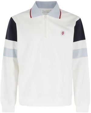 Drole de Monsieur Panelled Long-Sleeve Polo Shirt - White