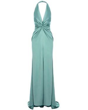ROSERRY Sienna Twist-Front Halterneck Maxi Dress - Blauw