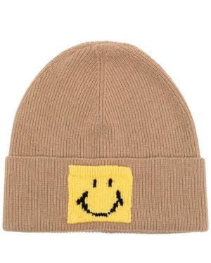 Joshua Sanders Smiley Face-Detail Beanie - Natural
