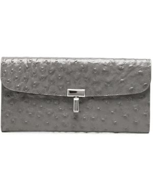 TOTEME T-Lock Ostrich-Texture Wallet - Gray