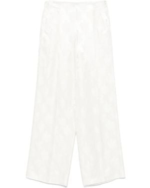 Fendi Floral-Jacquard Pants - White
