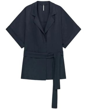Liviana Conti Belted Short-Sleeve Jacket - Blue