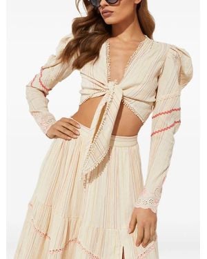 Hemant & Nandita Puff-Sleeve Linen Blouse - Natural