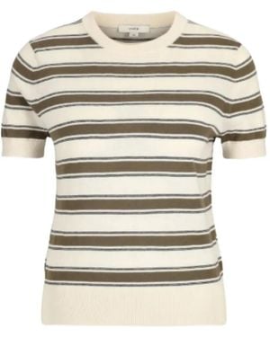 Vince Striped Short-Sleeve Jumper - Natural