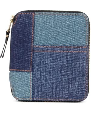 Comme des Garçons Patchwork-Denim Zip-Around Wallet - Blue