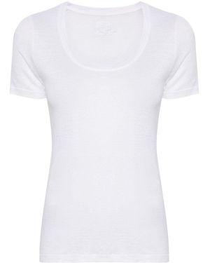 120% Lino Round-Neck Linen T-Shirt - White