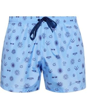 Moschino Graphic-Print Swim Shorts - Blue