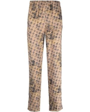 Acne Studios Floral-Print Straight-Leg Pants - Natural
