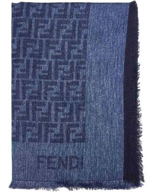 Fendi Schal Mit Fransen - Blau