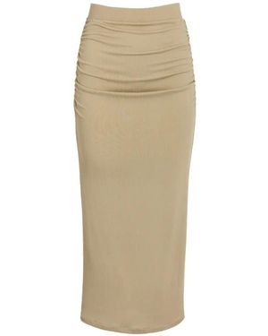 Silvia Tcherassi Karli Ruched Midi Skirt - Natural