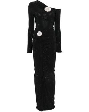 Miron Embellished Floral-Accent Maxi Dress - Black